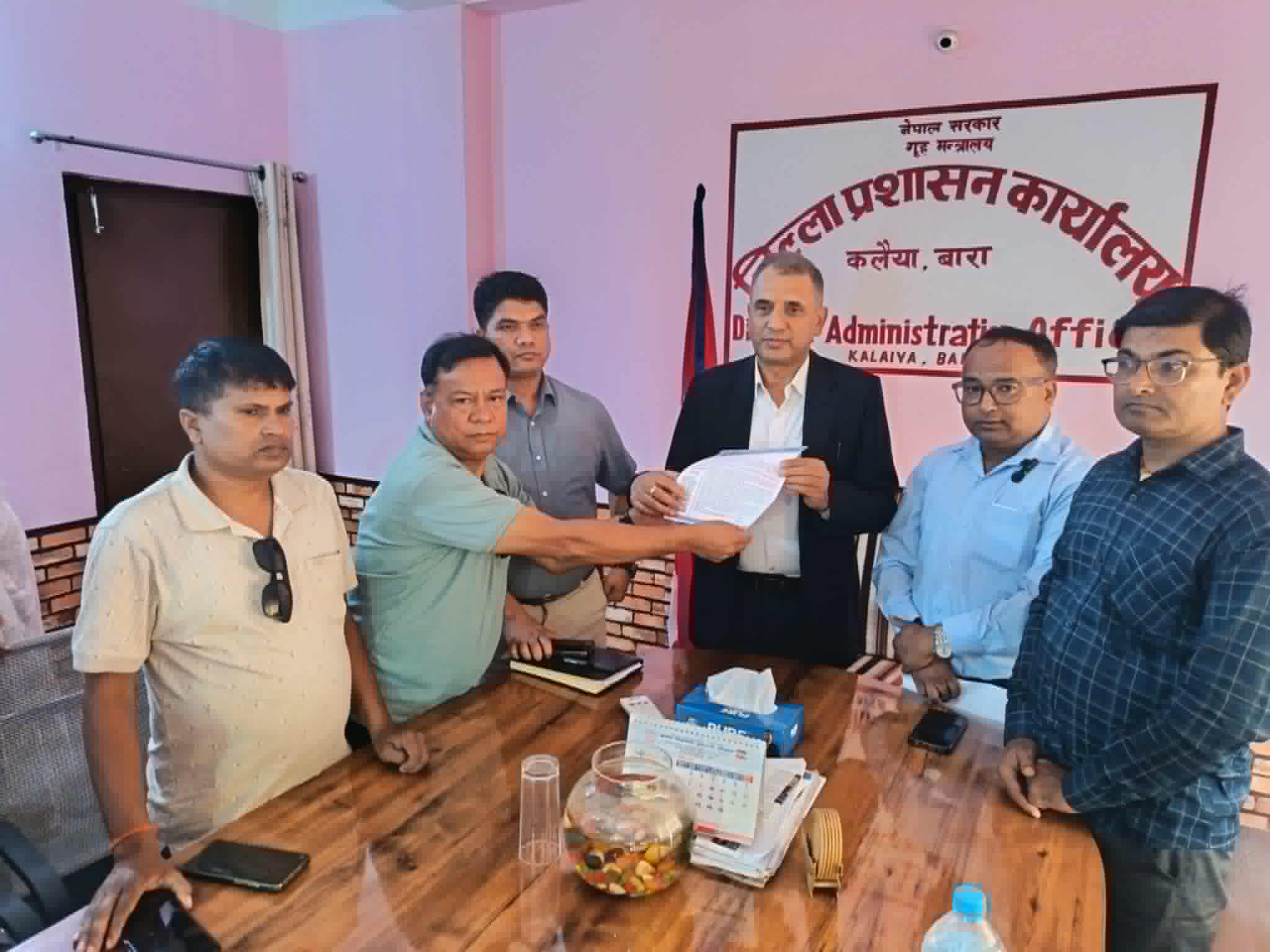 बाराका एसपी विरुद्ध पत्रकार महासंघको सिडिओलाई ज्ञापन